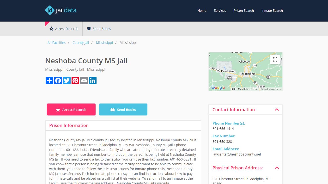 Neshoba County MS Jail Inmate Search and Prisoner Info - Philadelphia, MS