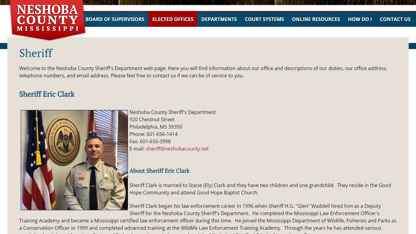 Sheriff | Neshoba County Board of Supervisors - Neshoba County, Mississippi